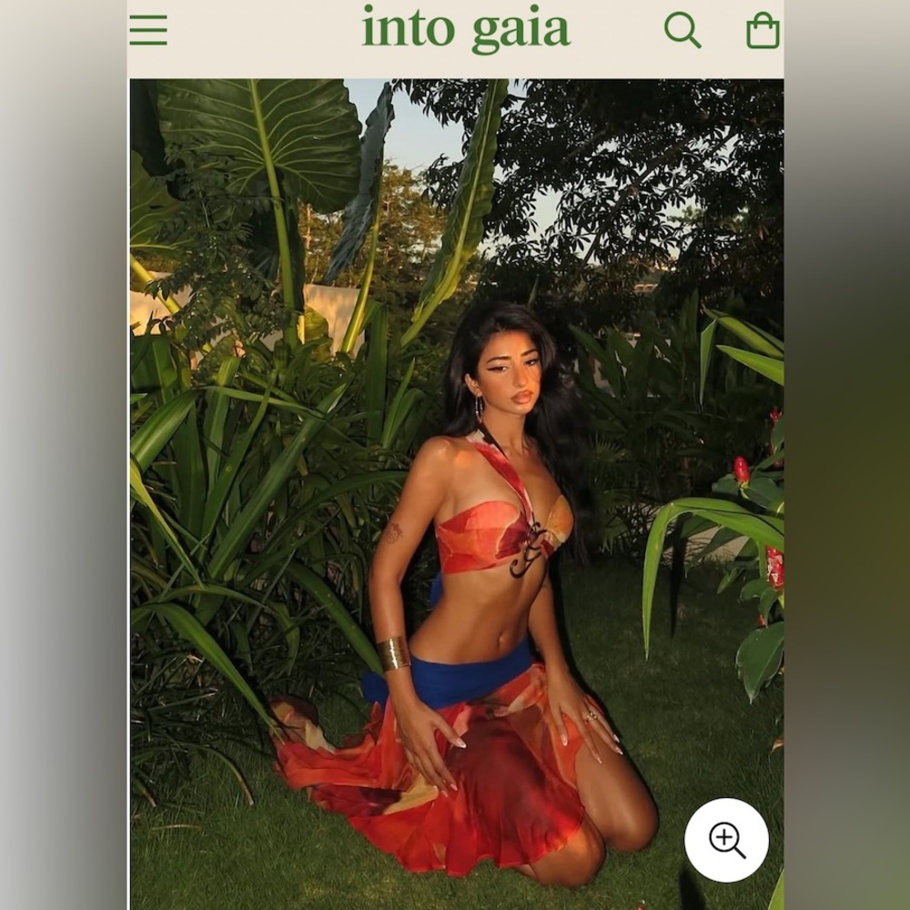 Into Gaia Red & Blue Two-Piece Skirt Set